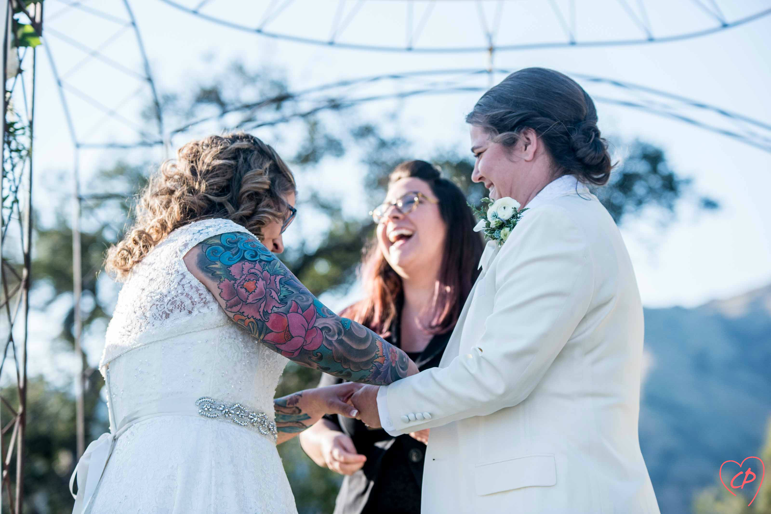 Tattooed bride Los Angeles LGBTQ wedding Let's Get Married by Marie offbeat wedding officiant