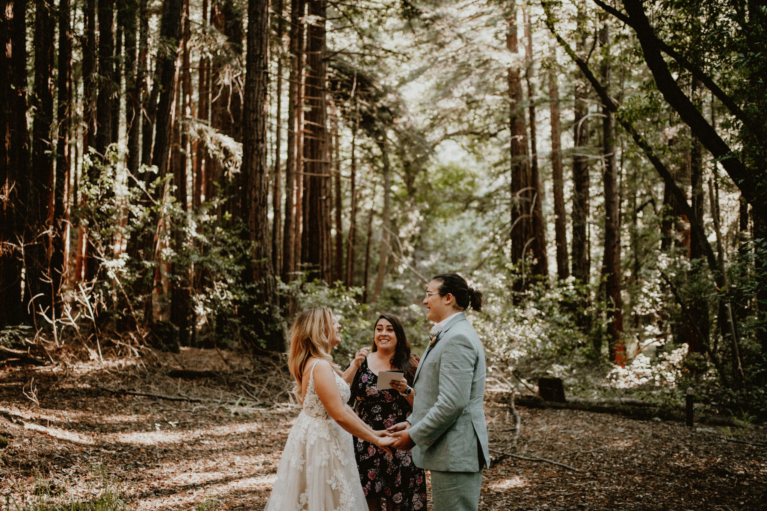 Big Sur elopement package by Let's Get Married by Marie with a couple getting married under the redwood trees